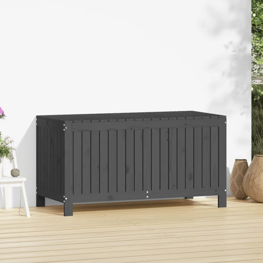 Boîte de rangement de jardin Gris 121x55x64 cm Bois de pin - 3