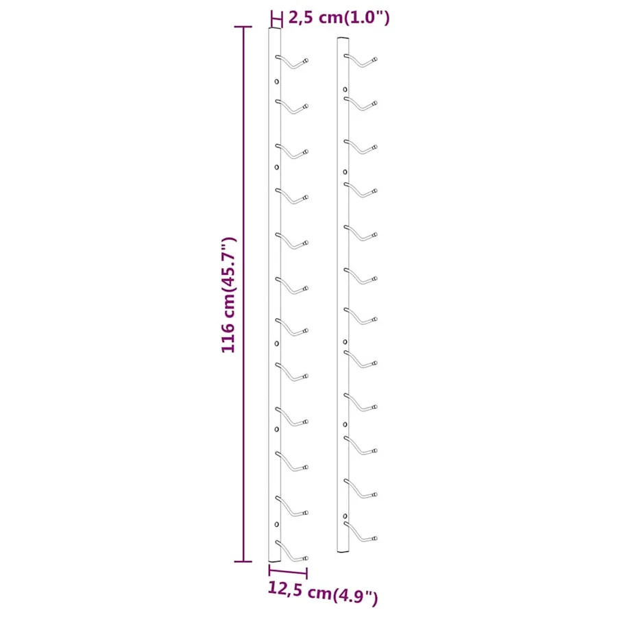 Casier à vin mural pour 12 bouteilles 2 pcs Blanc Fer - 10