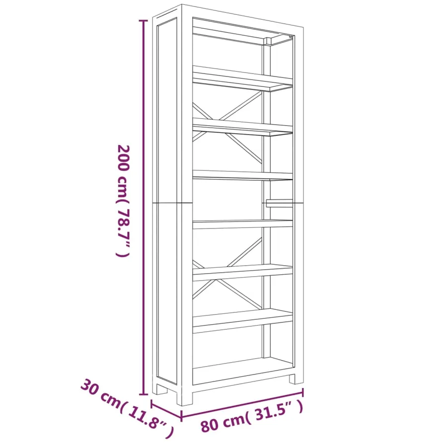 Bibliothèque 7 niveaux 80x30x200 cm Bois solide d'acacia - 8