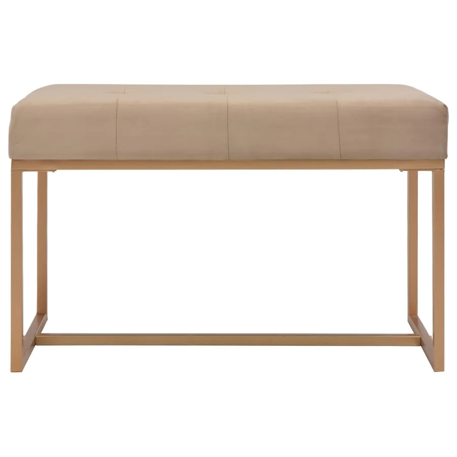 Banc d'entrée beige 80 cm velours - 2