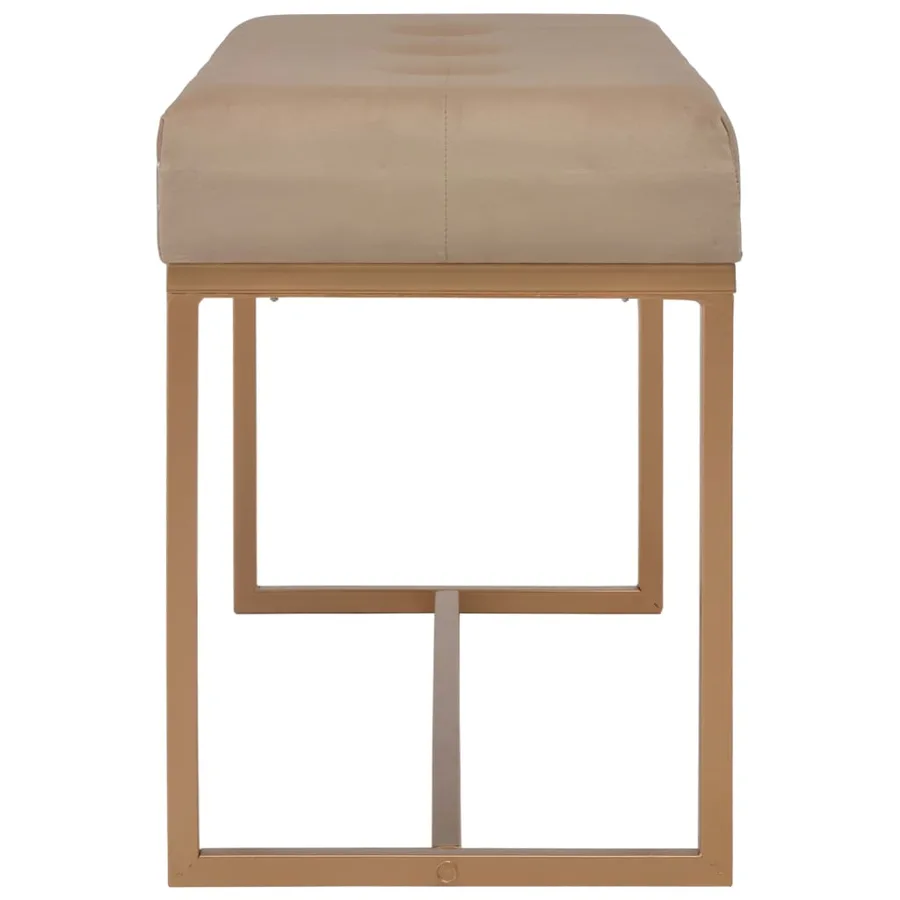 Banc d'entrée beige 80 cm velours - 3