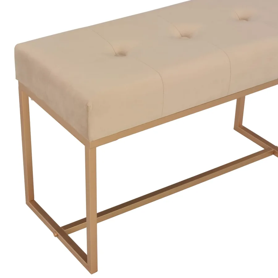 Banc d'entrée beige 80 cm velours - 4