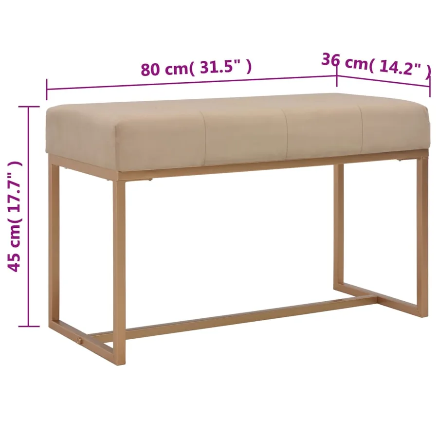 Banc d'entrée beige 80 cm velours - 5