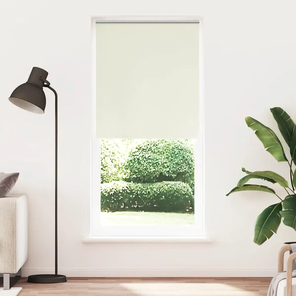 Store enrouleur occultant 124,4 x 230 cm, largeur du tissu 120 cm, blanc cassé