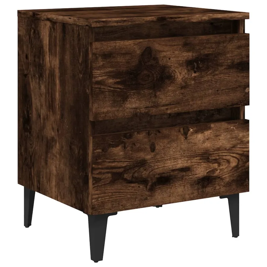 Table de chevet avec pieds en métal Chêne fumé 40x35x50 cm - 2