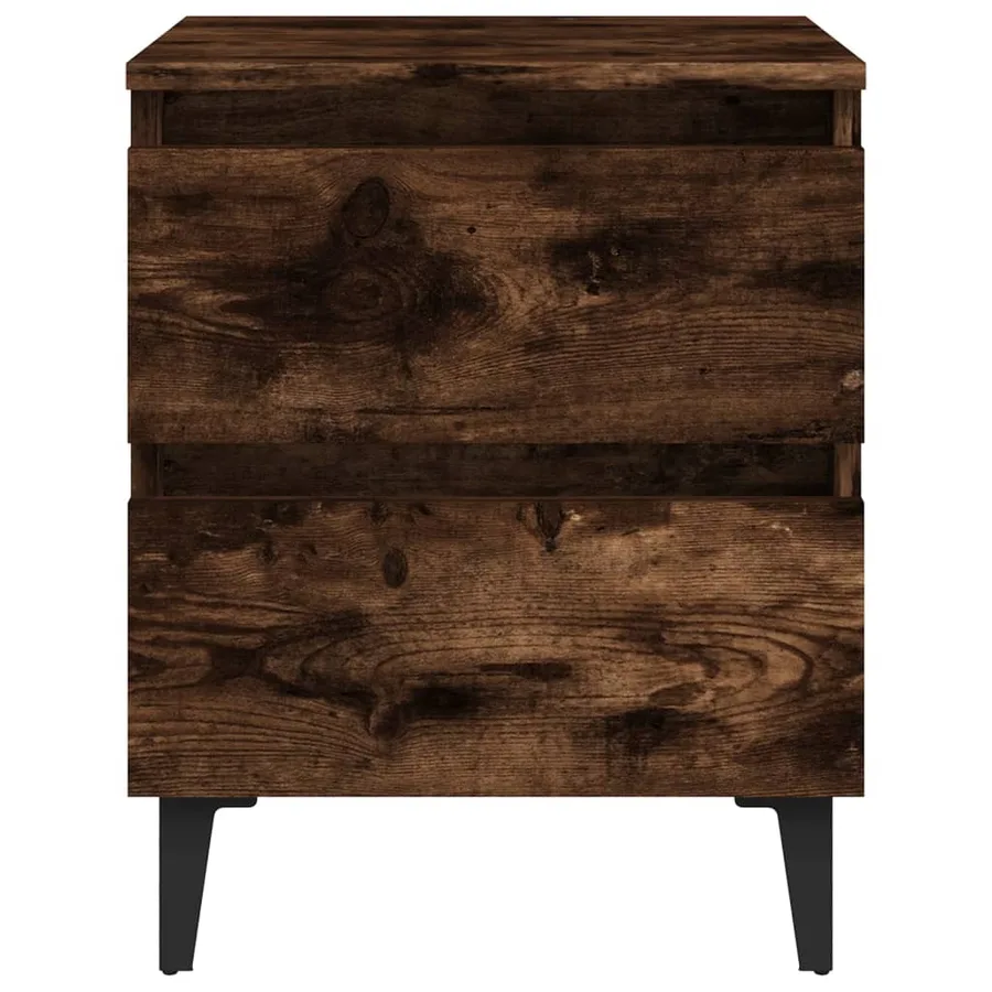 Table de chevet avec pieds en métal Chêne fumé 40x35x50 cm - 5