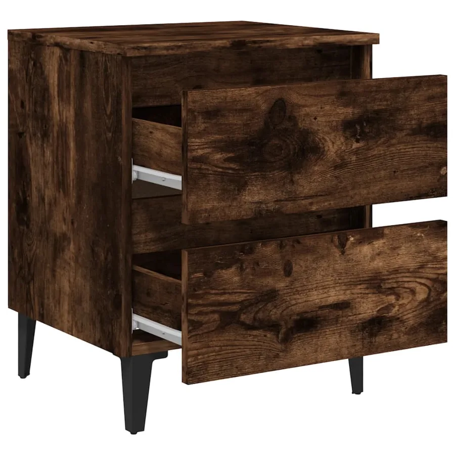 Table de chevet avec pieds en métal Chêne fumé 40x35x50 cm - 7