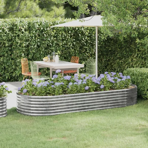 Lit surélevé de jardin Acier galvanisé Argenté