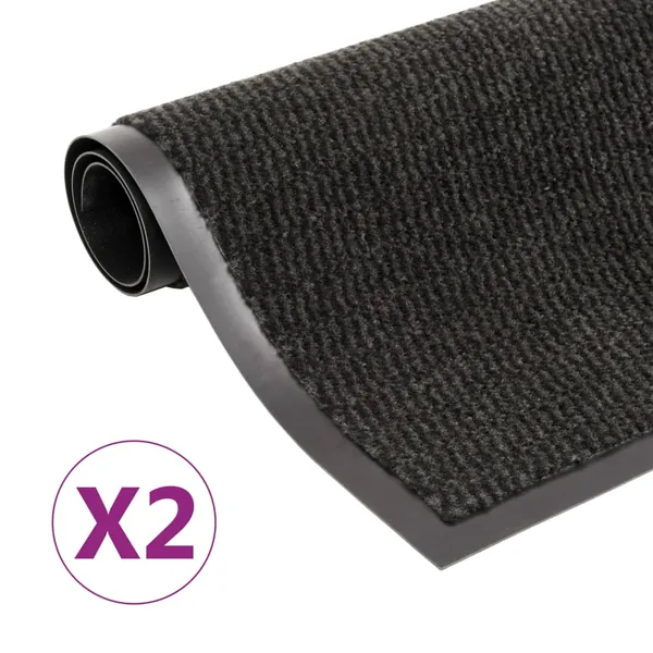 Paillassons rectangulaires 2 pcs 60 x 90 cm Noir