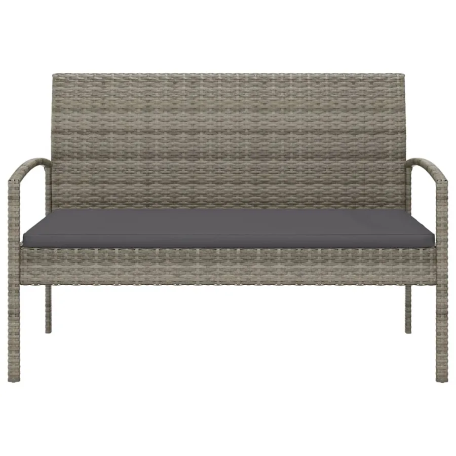 Banc de jardin avec coussin gris 105 cm résine tressée - 3