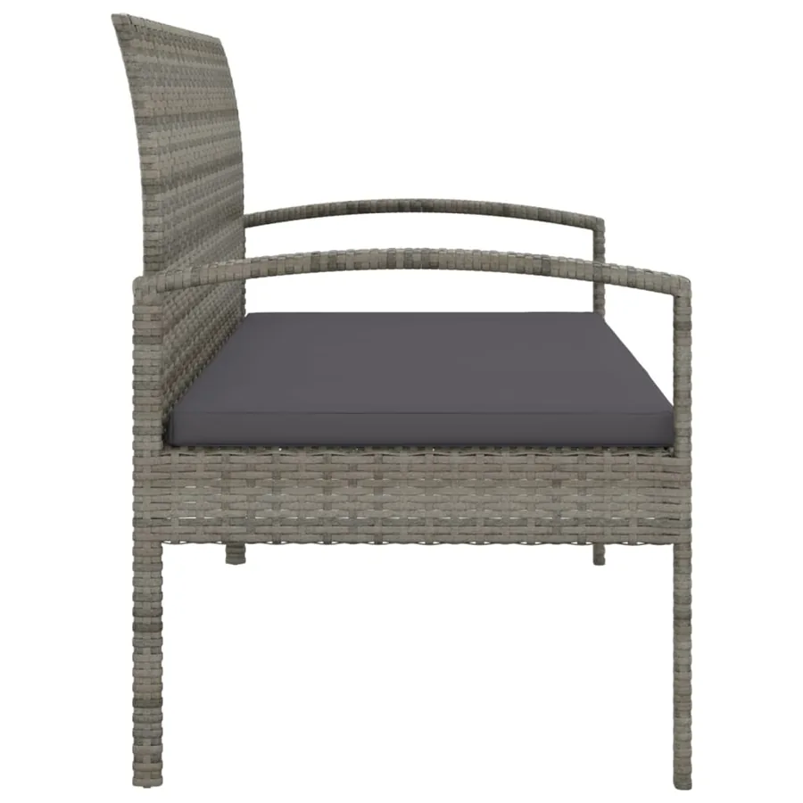 Banc de jardin avec coussin gris 105 cm résine tressée - 4