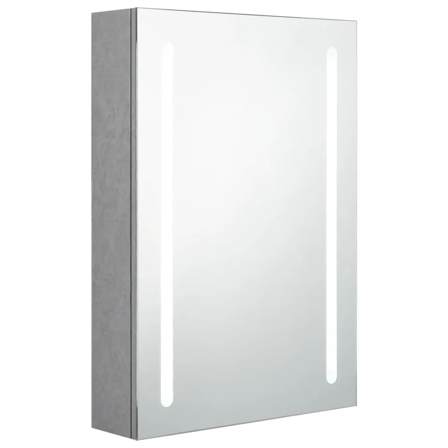 Armoire de salle de bain à miroir LED gris béton 50x13x70 cm - 2