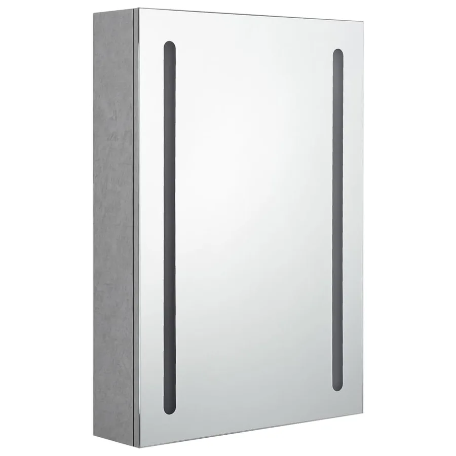 Armoire de salle de bain à miroir LED gris béton 50x13x70 cm - 3