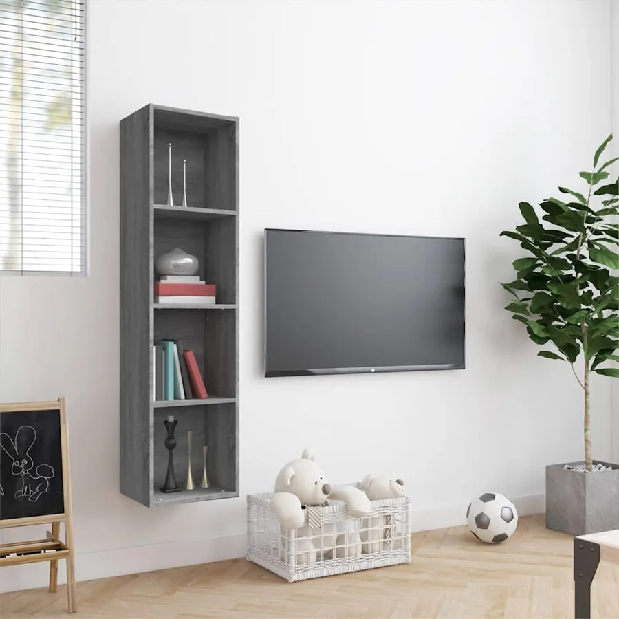 Bibliothèque/Meuble TV Sonoma gris 143x30x36cm Bois ingénierie - 3
