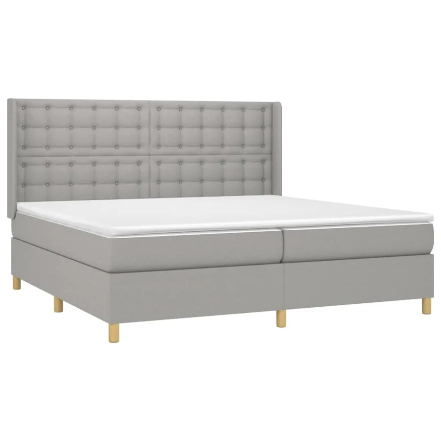 Sommier à lattes de lit matelas LED Gris clair 200x200 cm Tissu - 4