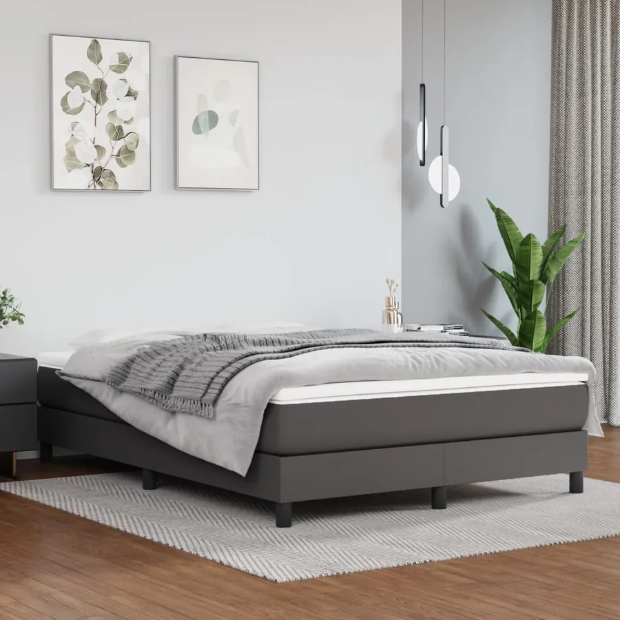 Matelas de lit à ressorts ensachés fermeté moyenne Gris 140x190x20cm Similicuir