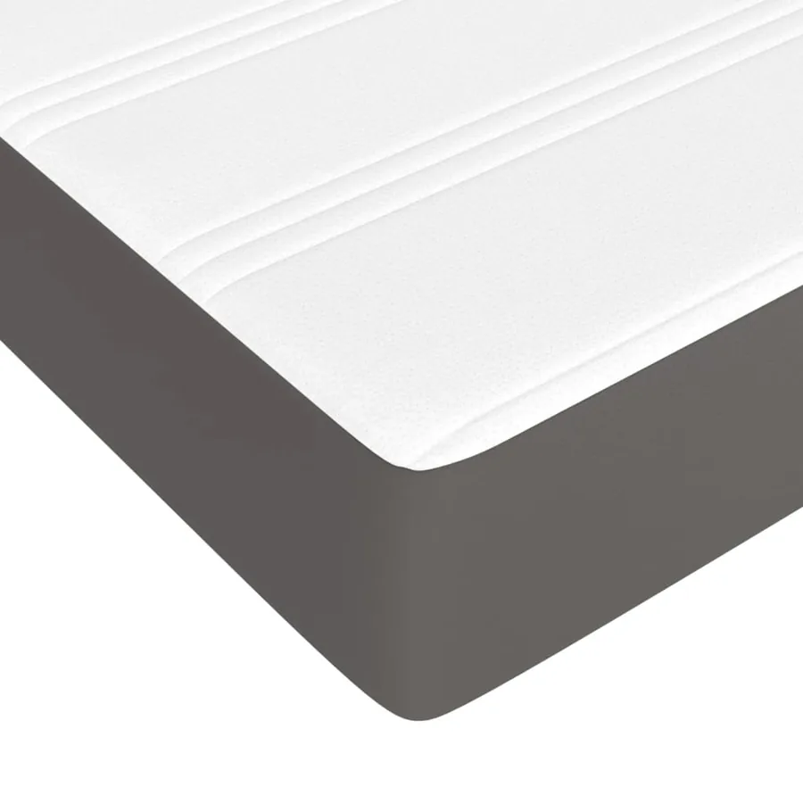 Matelas de lit à ressorts ensachés fermeté moyenne Gris 140x190x20cm Similicuir - 5