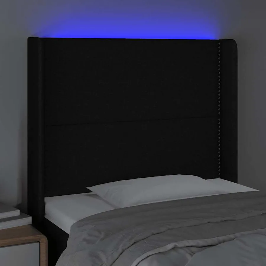 Tête de lit à LED Noir 83x16x118/128 cm Tissu - 4
