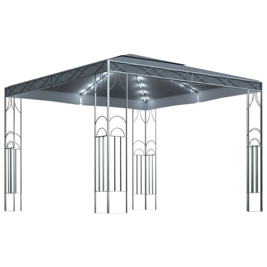 Tonnelle avec guirlande lumineuse à LED 300x300 cm Anthracite - 2