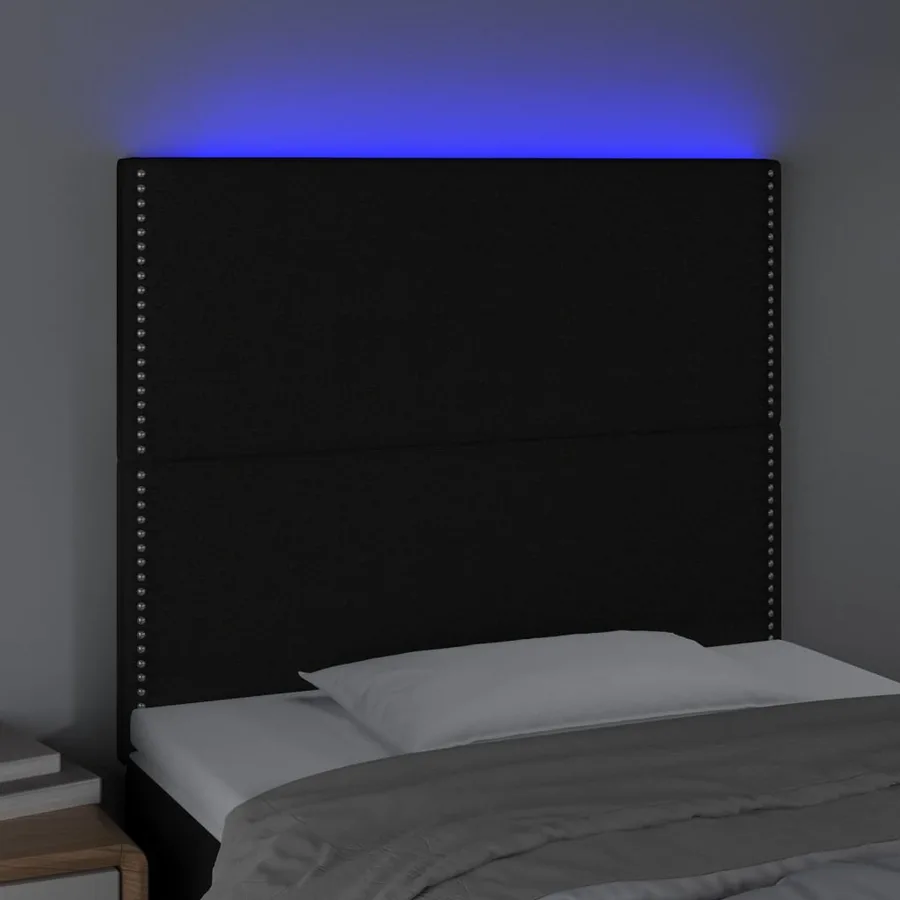Tête de lit à LED Noir 80x5x118/128 cm Tissu - 3