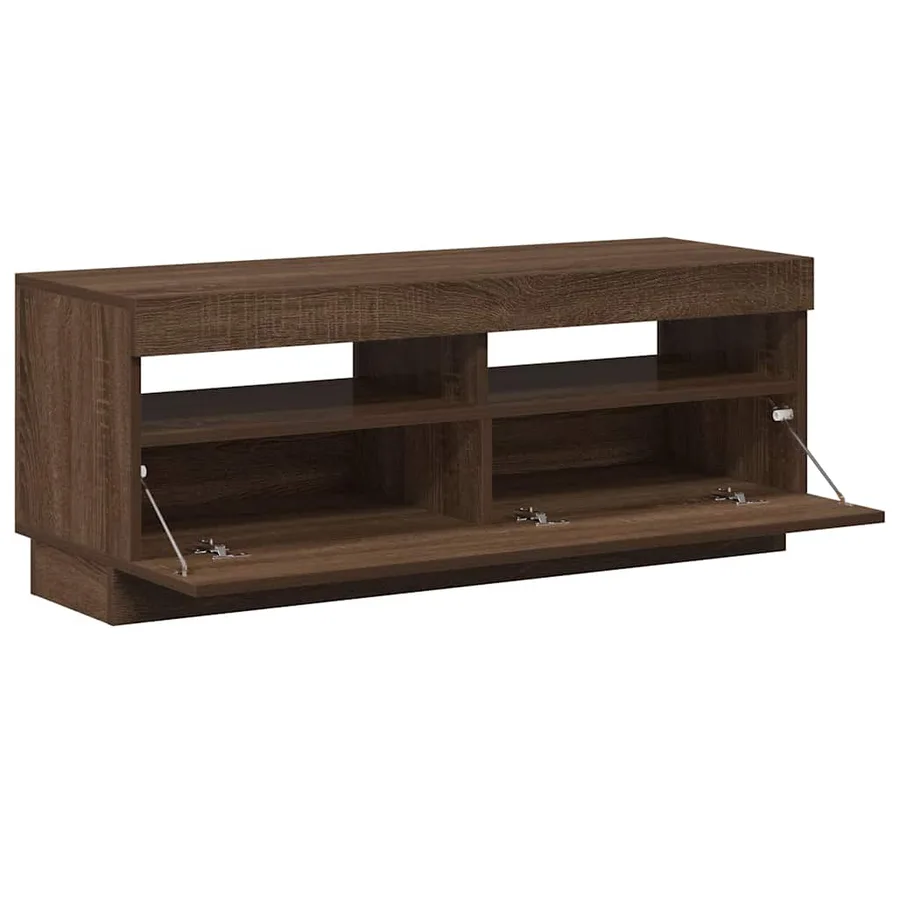 Meuble TV avec lumières LED chêne marron 100x35x40 cm - 6