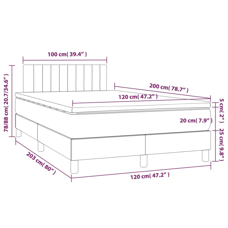 Sommier à lattes de lit avec matelas Gris clair 120x200cm Tissu - 7