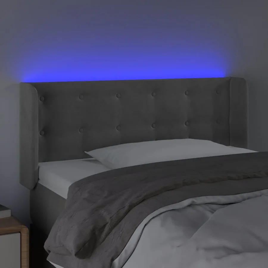 Tête de lit à LED Gris clair 83x16x78/88 cm Velours - 4