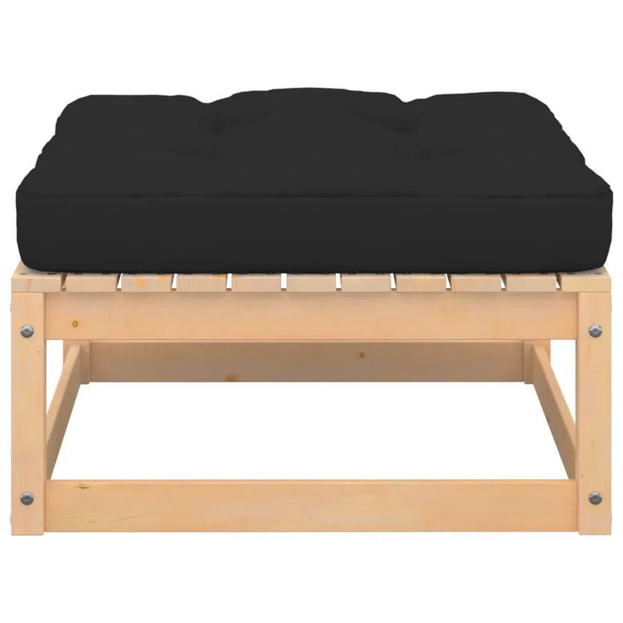 Repose-pieds de jardin avec coussins lot de 2 Pin massif - 3