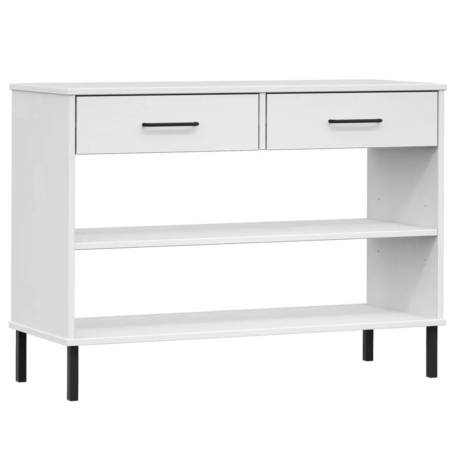 Armoire console avec pieds en métal Blanc Bois pin massif OSLO - 2