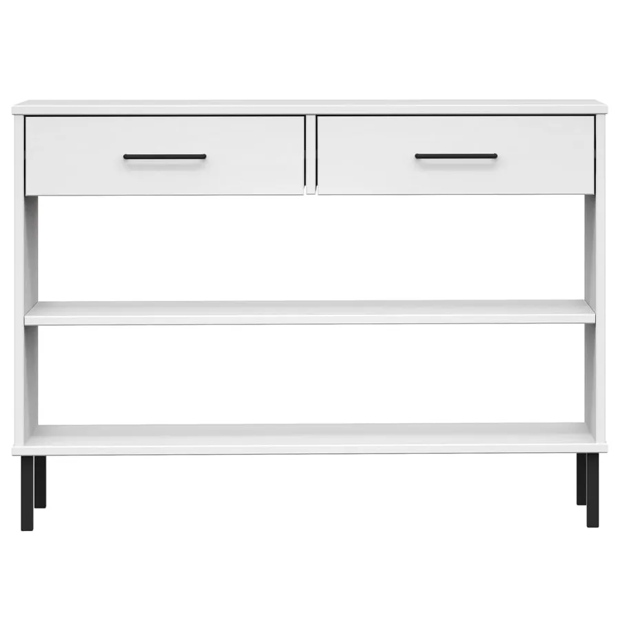 Armoire console avec pieds en métal Blanc Bois pin massif OSLO - 4
