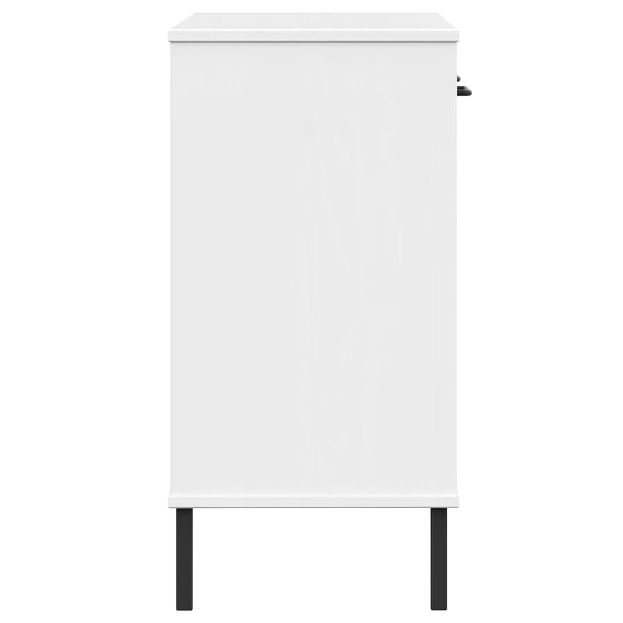 Armoire console avec pieds en métal Blanc Bois pin massif OSLO - 6