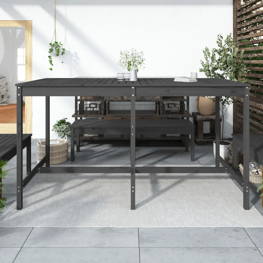 Table de jardin gris 203,5x90x110 cm bois massif de pin - 3