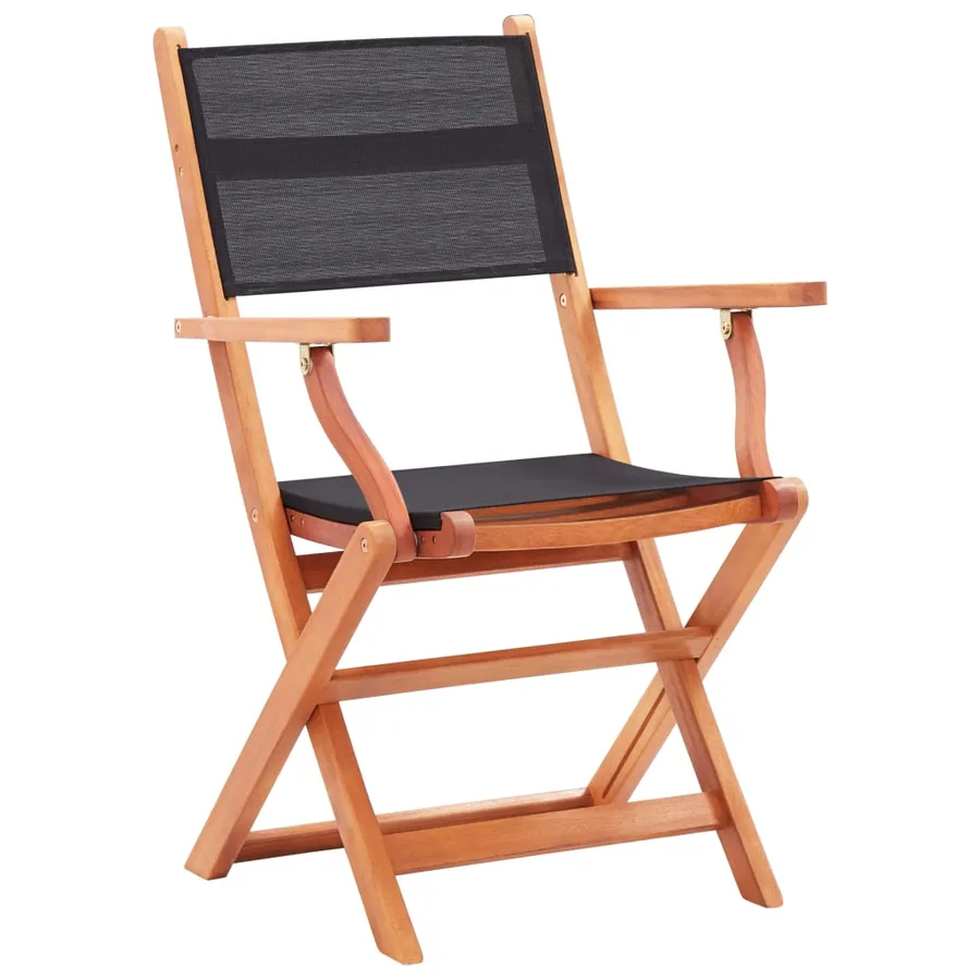 Chaises pliables de jardin lot de 2 Noir Eucalyptus textilène - 2