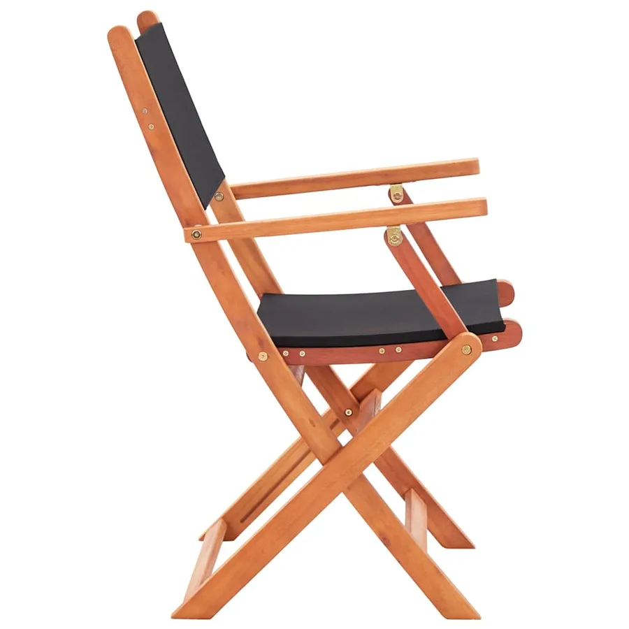 Chaises pliables de jardin lot de 2 Noir Eucalyptus textilène - 4