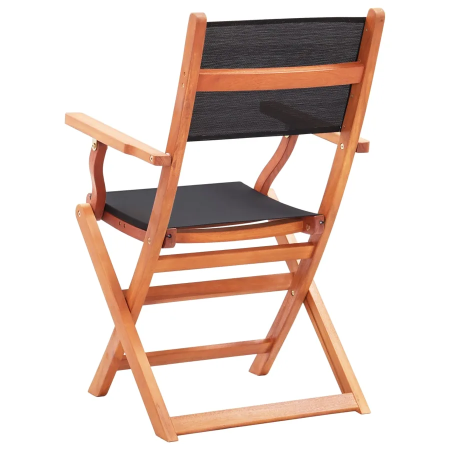 Chaises pliables de jardin lot de 2 Noir Eucalyptus textilène - 5