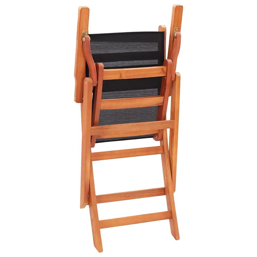 Chaises pliables de jardin lot de 2 Noir Eucalyptus textilène - 6