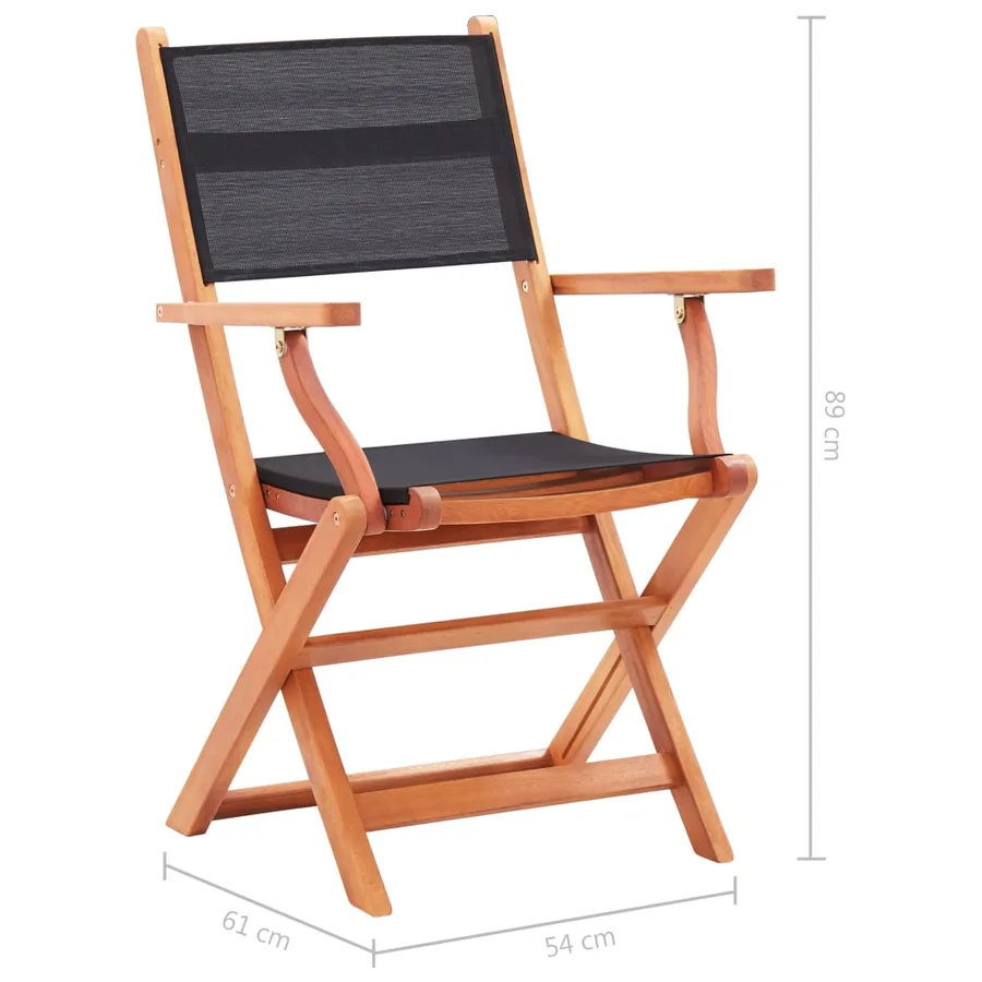 Chaises pliables de jardin lot de 2 Noir Eucalyptus textilène - 9