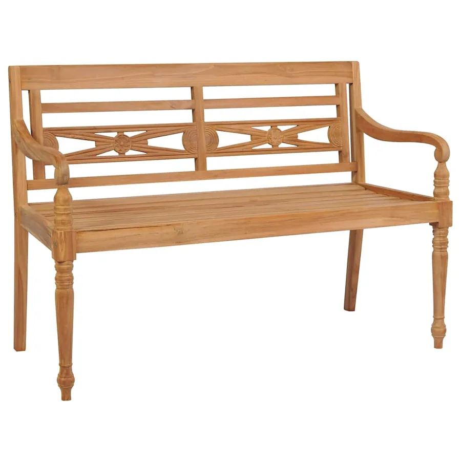 Banc Batavia avec coussin taupe 120 cm Bois de teck massif - 2