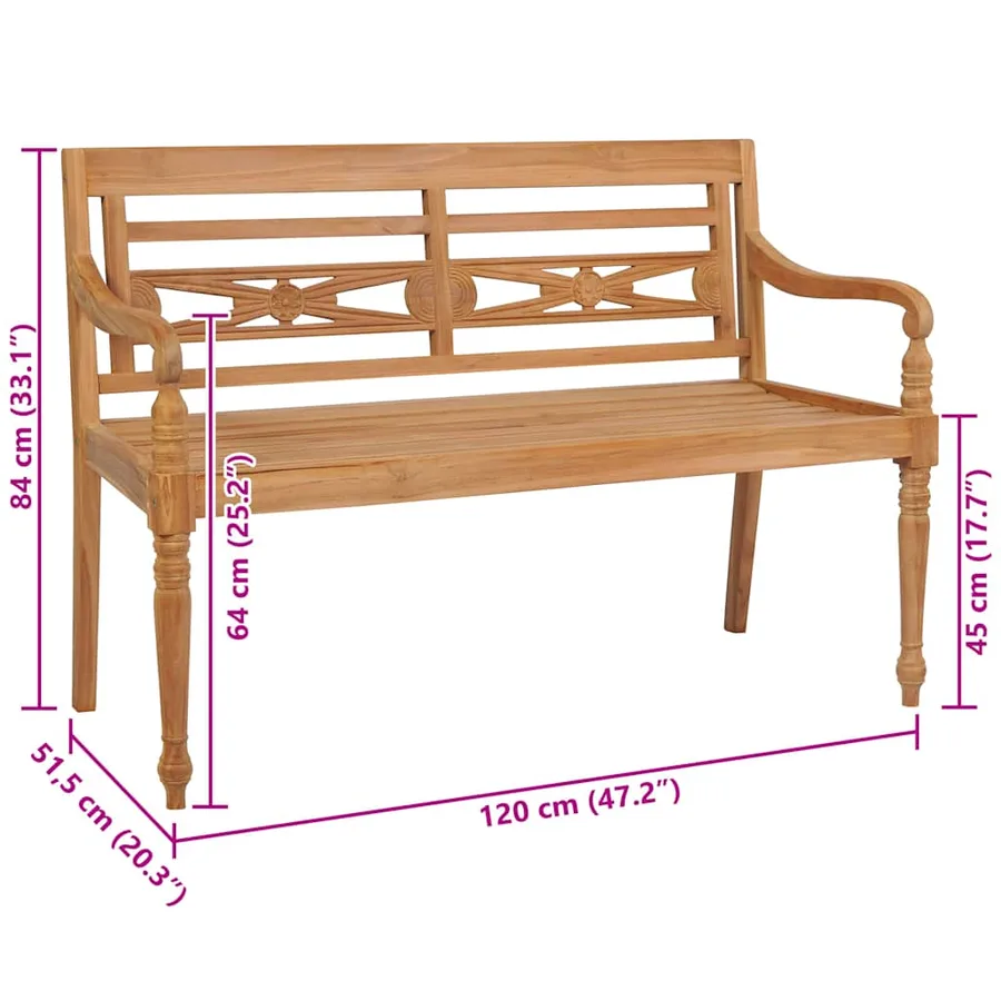 Banc Batavia 120 cm Teck - 5