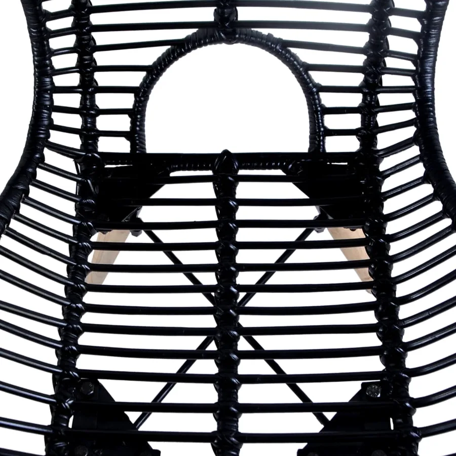 Chaises à manger lot de 2 noir rotin naturel - 4
