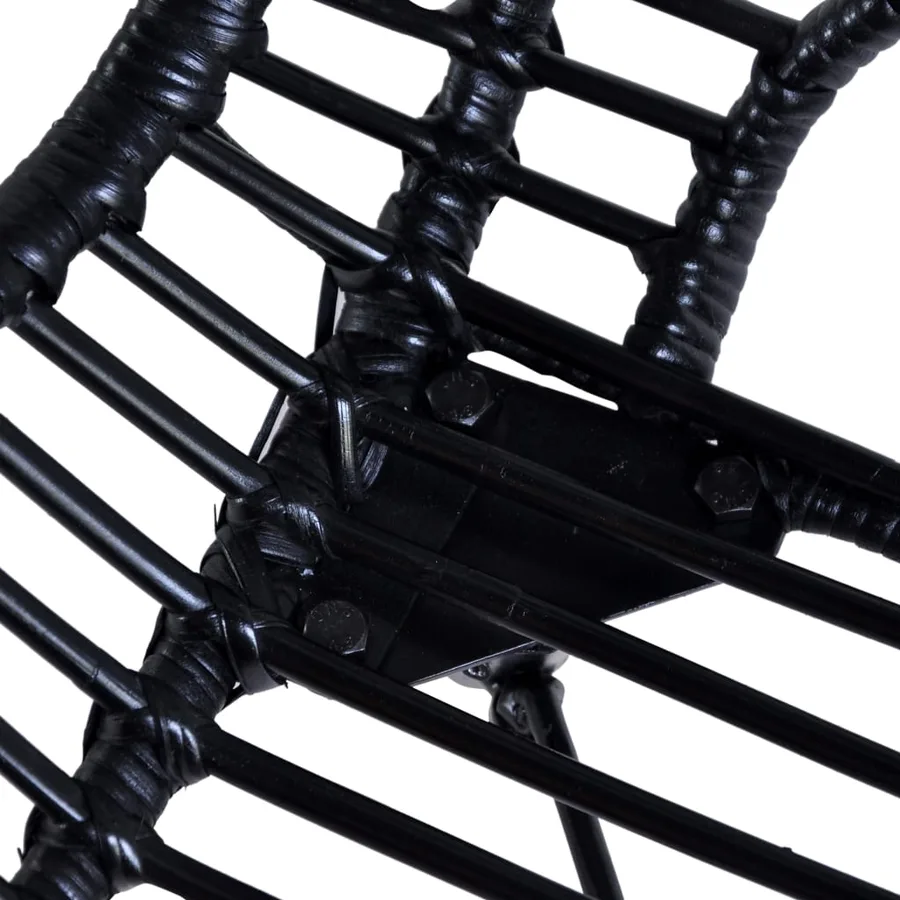 Chaises à manger lot de 2 noir rotin naturel - 5