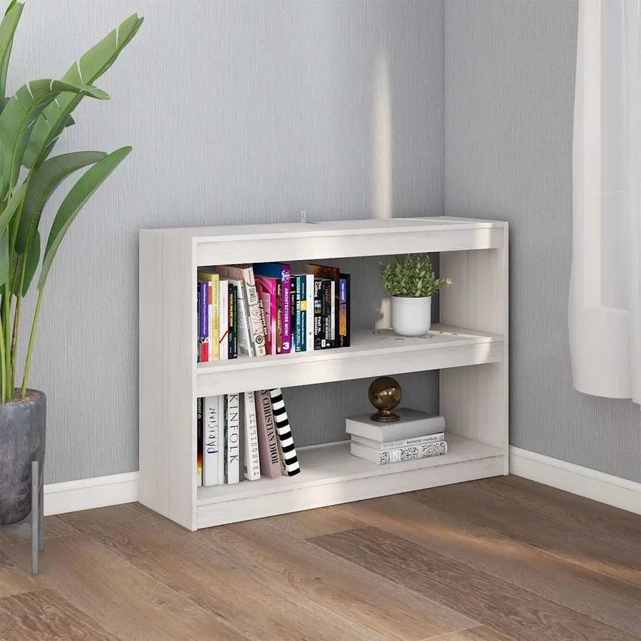 Bibliothèque/Séparateur de pièce Blanc 100x30x71,5cm Pin massif - 3