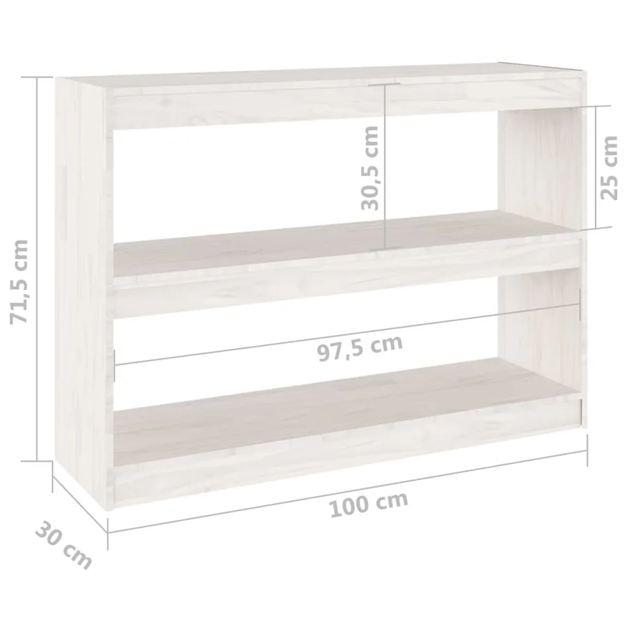 Bibliothèque/Séparateur de pièce Blanc 100x30x71,5cm Pin massif - 8