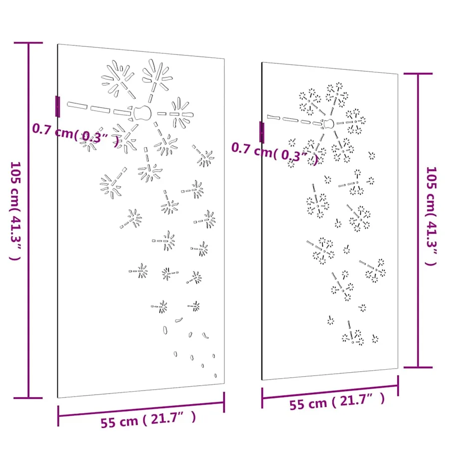 Décorations murales de jardin 2pcs 105x55 cm design de fleur - 9