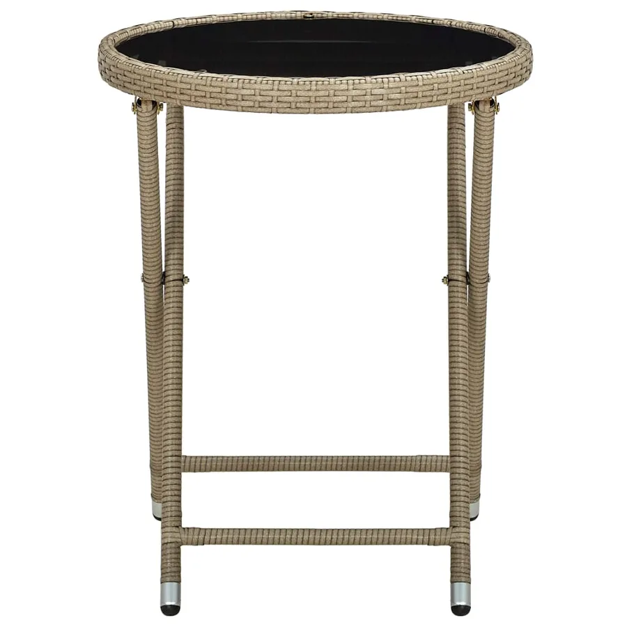 Table à thé Beige 60 cm Résine tressée et verre trempé - 3
