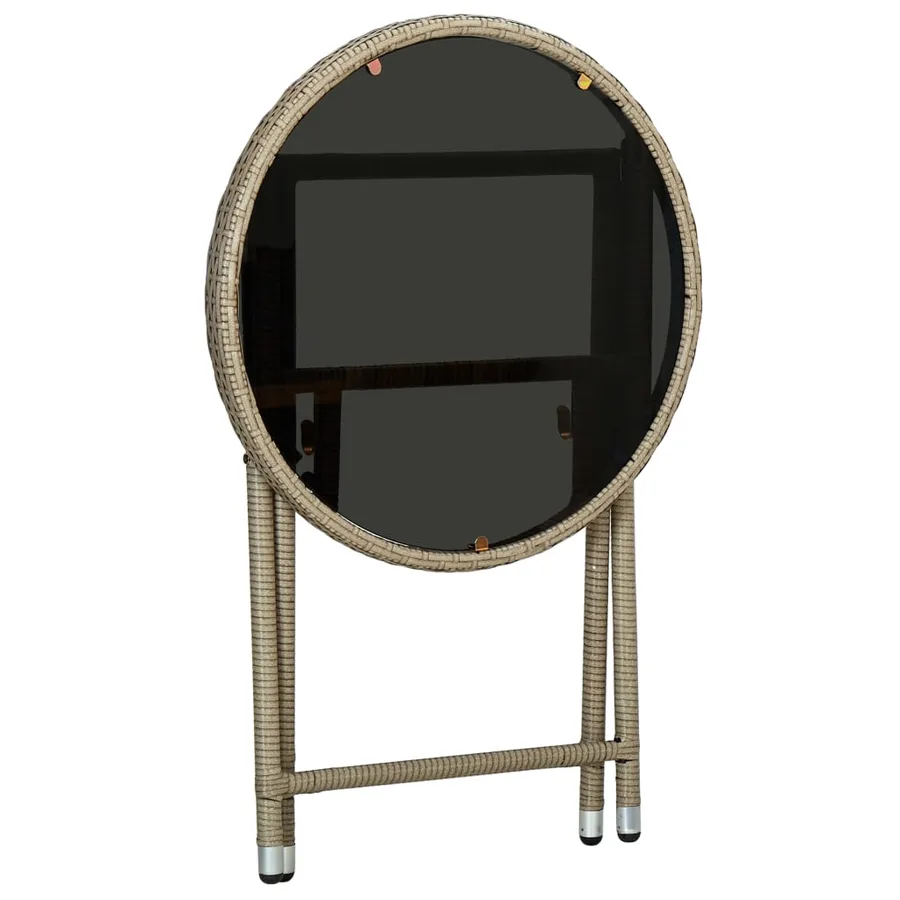 Table à thé Beige 60 cm Résine tressée et verre trempé - 4
