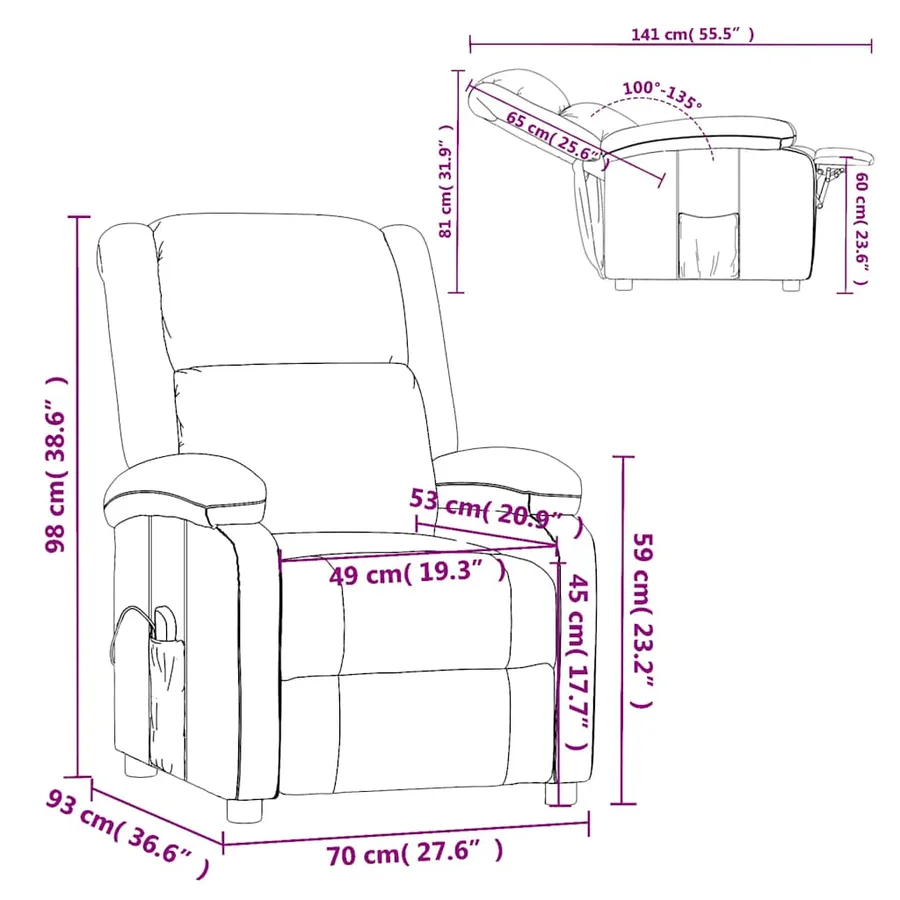 Fauteuil de massage Noir Tissu - 11