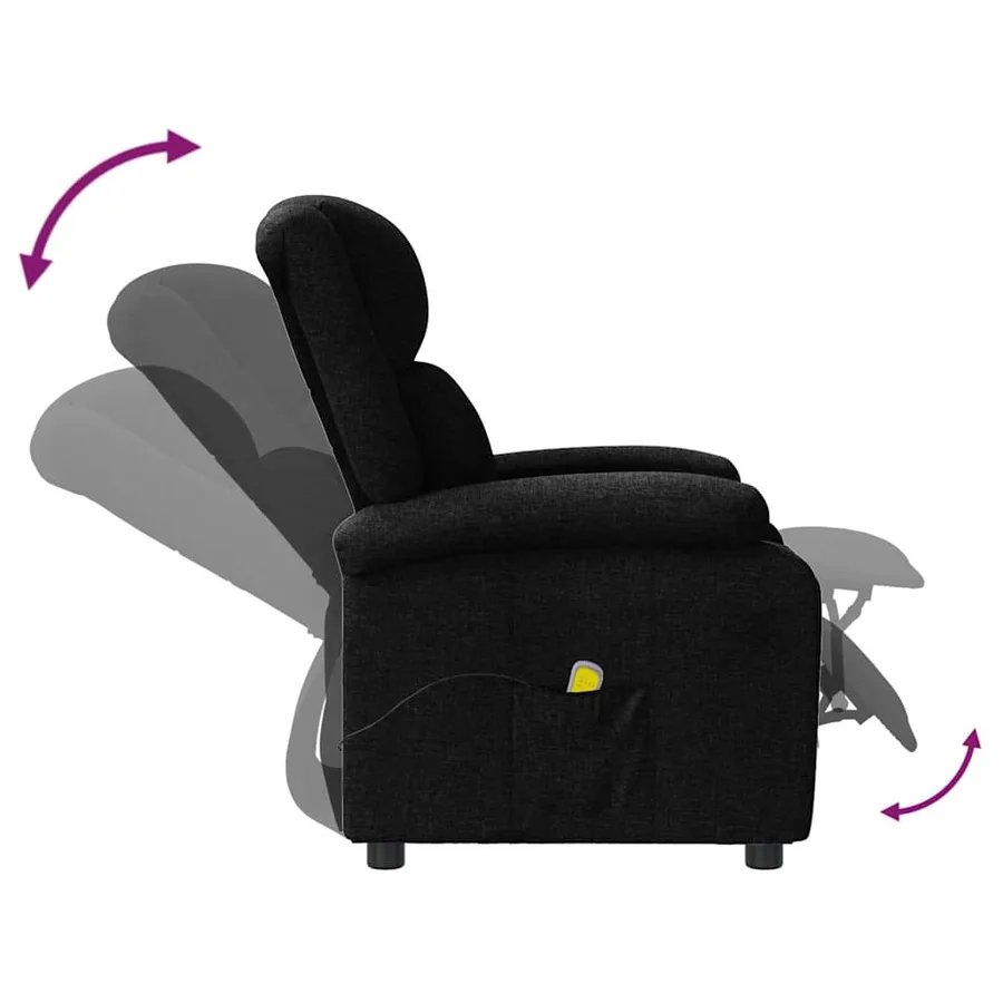 Fauteuil de massage Noir Tissu - 7