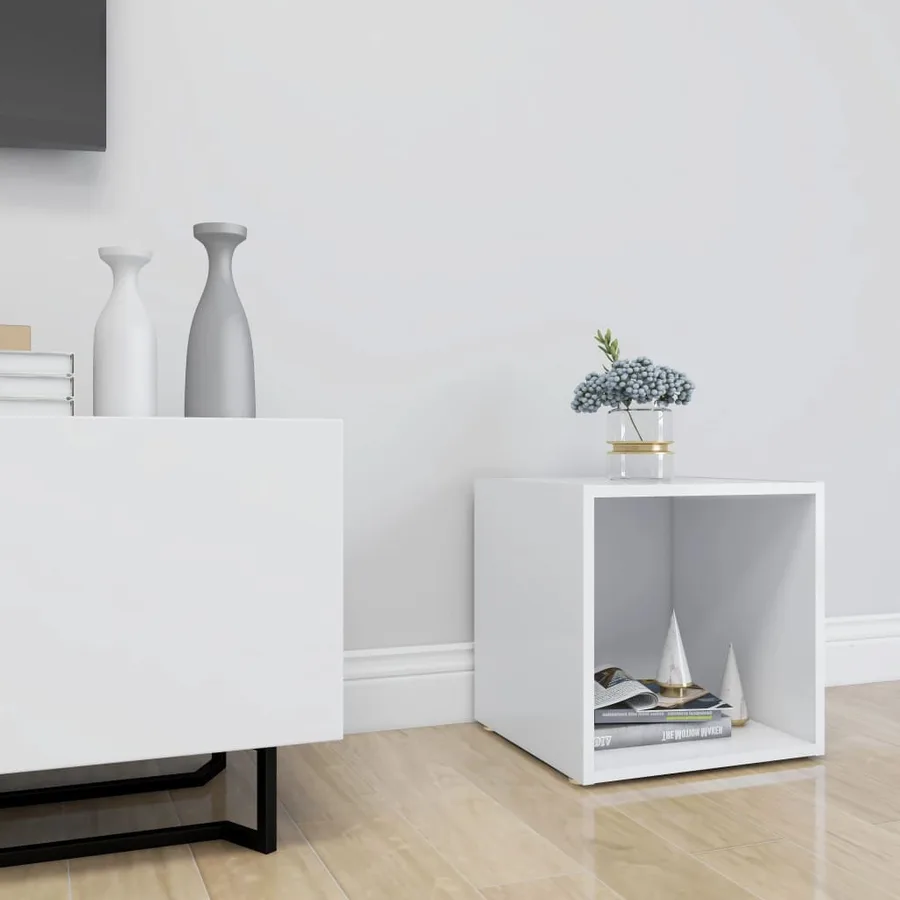Meuble TV Blanc 37x35x37 cm Bois d’ingénierie - 7