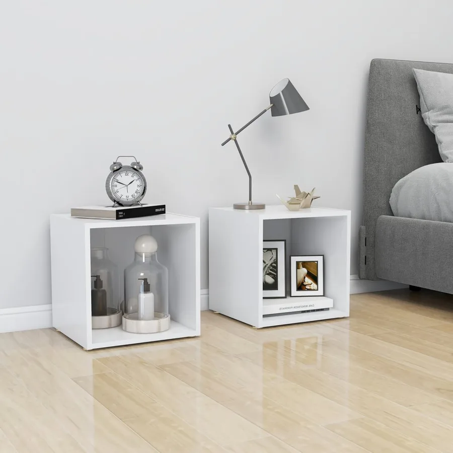 Meuble TV Blanc 37x35x37 cm Bois d’ingénierie - 8